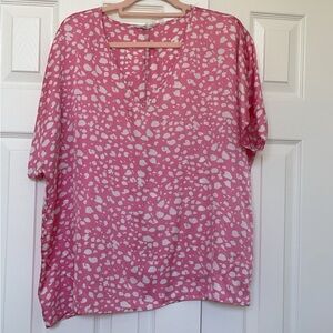 Women’s Pink and White Leopard Print Blouse